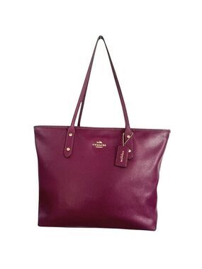 COACH CITY ZIP TOTE CROSSGRAIN LEATHER FUCHSIA PRE-OWNED VERY GOOD CONDITION